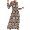Womens Long Sleeve Floral  Casual Swing Pleated T-Shirt Dress - Black Xl