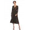 Lady V Collar Long Sleeve Floral Dress - Black Xl