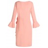 Flare Sleeve Bowknot Ruffle Dress - Orange Pink Xl