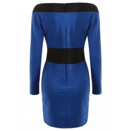 Off The Shoulder Panel Mini Dress - Blue Ivy S