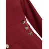 Button High Waist Bodycon Dress - Red Wine S