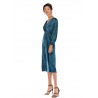 Lady V Collar Long Sleeve Velvet Dress - Peacock Blue Xl
