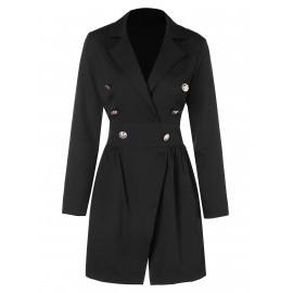 Lapel Buttons Blazer Dress - Black 2xl