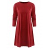 Cut Out Long Sleeve T-shirt Dress - Red Wine L