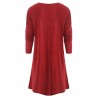 Cut Out Long Sleeve T-shirt Dress - Red Wine L