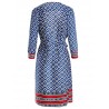 Geometric Print Wrap Dress - Blue S