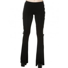 DT0058 Casual Solid Color Slim Side Wide-leg Pants for Women - Black S