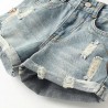 Stylish Mid-Waisted Frayed Bleach Wash Denim Women's Shorts - Light Blue L
