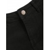 Frayed Hem Floral Embroidered Jean Shorts - Black M
