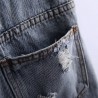 Stylish Mid Waist Solid Color Denim Ripped Shorts For Women - Blue Gray S