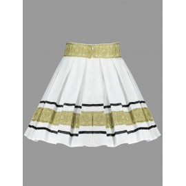 Embroidered High Waisted Mini Skirt - White L