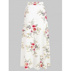 Flower Asymmetrical Skirt - White Xl