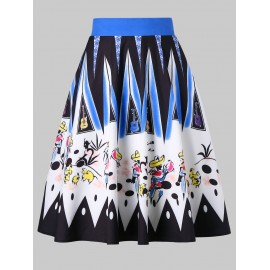 Drawing Printed Zip Skirt -  M