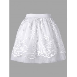 High Waisted Mini LED Light Up Skirt - White M