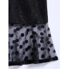 Chic Style Organza Splicing Polka Dot Print Ruffles Black Women's Skirt - Black M
