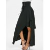 High Waisted Asymmetric Lace-up Layered Maxi Skirt - Black M
