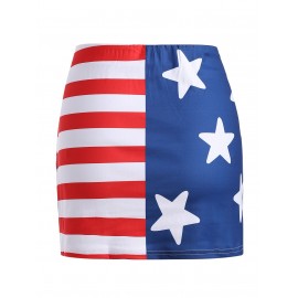 American Flag Mini Fitted Skirt -  L