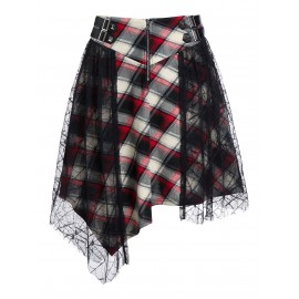 Plaid Mini Zippered Skirt - Multi-a L