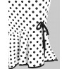 High Rise Polka Dot Midi Fishtail Skirt - White M