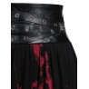 Grommet Embellished Asymmetric Tie Dye Print Gothic Skirt - Firebrick M