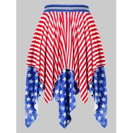 American Flag Print Midi Skirt -  M
