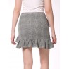 FRENCH BAZAAR Plaid Swing Ruffle Mini Bodycon Skirt - Light Grey M