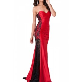 Red And Black Strapless Prom Dresses