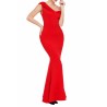 One Shoulder Mermaid Gown Pleated Red