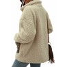 Solid Zip Up Teddy Jacket Faux Fur Apricot