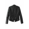 Black Classic Womens Simple PU Leather Plain Jacket