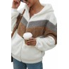Hooded Fuzzy Jacket With Zipper White