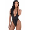 Apparel Plunging Neck High Cut One Piece Swimsuit Black
