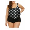 Plus Size Ruffle Polka Dot High Waisted Swimwear Set