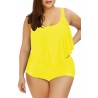 Plus Size Ruffle High Waisted Swimwear Set Yellow