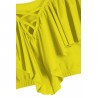 Plus Size Ruffle Cut Out Criss Cross High Waisted Swimwear Yellow