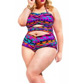 Rose Red Ladies Plus Size Cut Out Floral Printed Monokini
