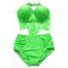 Womens Apparel Fringe Top High Waisted Swimwear Bottoms Plus Size Swimsuit Green