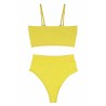 Womens Apparel Plain Bandeau Top&High Waist Bottom Swimwear Set Yellow
