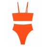 Womens Apparel Plain Bandeau Top&High Waist Bottom Swimwear Set Orange