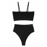 Apparel Bandeau High Waisted Swimwear Bottoms Set Two Piece Swimsuits Black