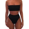 Apparel Bandeau High Waisted Swimwear Bottoms Set Two Piece Swimsuits Black